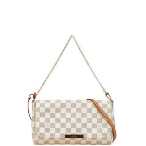 Louis Vuitton Damier Azur White Favorite Chain Shoulder Bag Leather